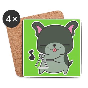 Dog with triangle - Coasters (set of 4) - white - Front