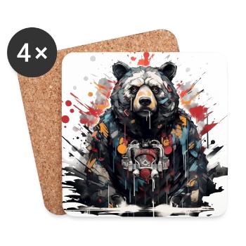 Roaring Bear. Graffiti-style strength. - Coasters (set of 4) - white - Front