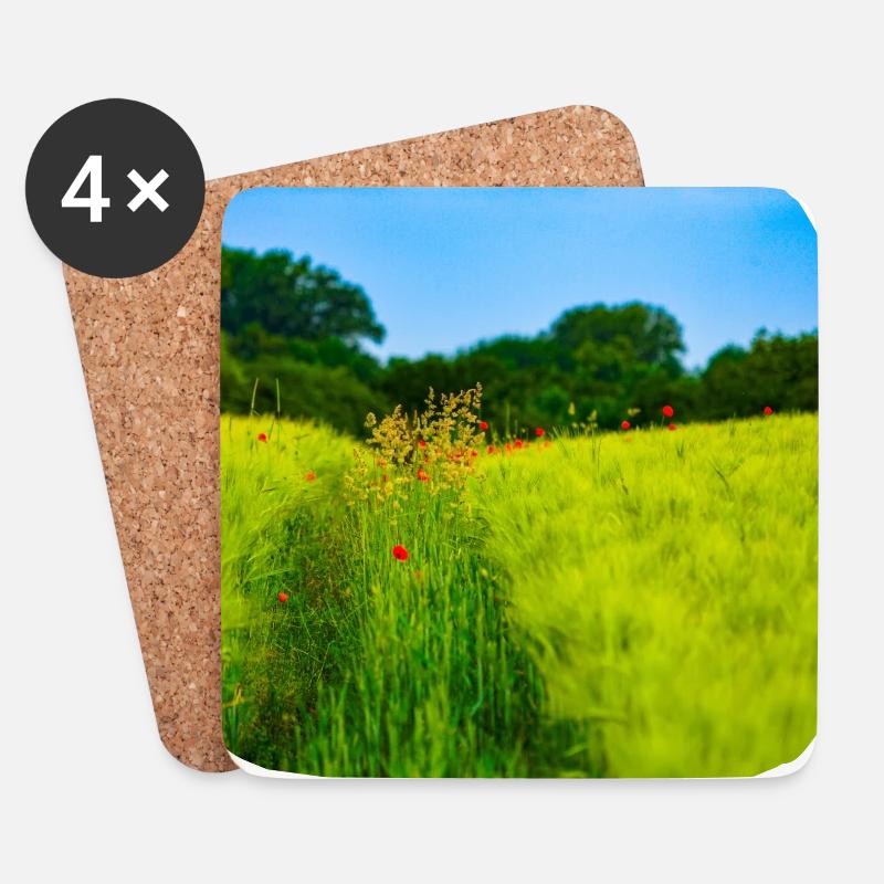 Feldweg im Frühling - Untersetzer (4er-Set) - Weiß