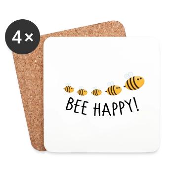 Bee happy - Untersetzer (4er-Set) - Weiß - Vorne