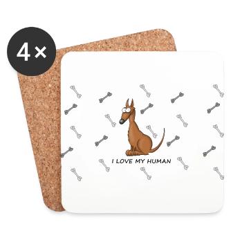 Amour de chien - Dessous de verre (lot de 4) - blanc - Devant