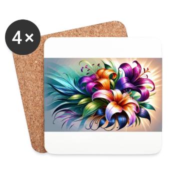 Splendeur florale grande - Dessous de verre (lot de 4) - blanc - Devant