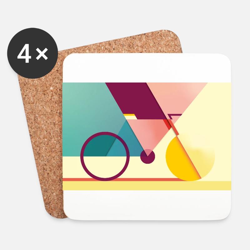 Geometrisches Rad - Untersetzer (4er-Set) - Weiß