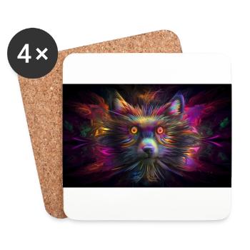 Hypnotic raccoon in the 5th dimension - Coasters (set of 4) - white - Front