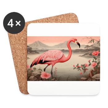 Flamingo (no4) - Japanese - Untersetzer (4er-Set) - Weiß - Vorne