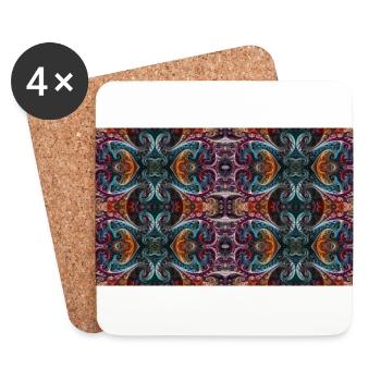 Colorful fractal themed pattern - Coasters (set of 4) - white - Front