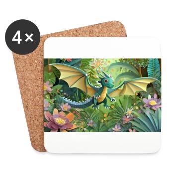 Dragon in the jungle - Coasters (set of 4) - white - Front