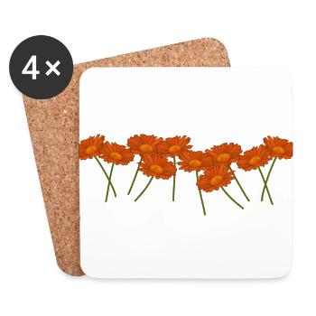 Calendula. Ringelblumen, Blumen - Untersetzer (4er-Set) - Weiß - Vorne