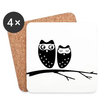 Owl couple in love - Coasters (set of 4) - white - Front