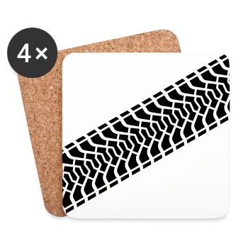 Tire footprint, tire gauge, tire tread (Diagonal) - Coasters (set of 4) - white - Front