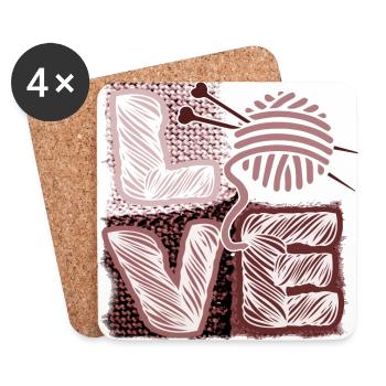 I love knitting and crocheting and wool - Coasters (set of 4) - white - Front