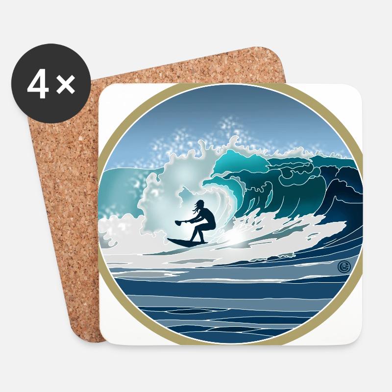Big Wave SUP Surfer - Untersetzer (4er-Set) - Weiß