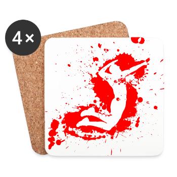 Volleyball Spike Man Red - Coasters (set of 4) - white - Front