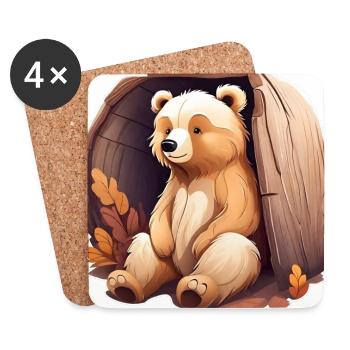 Niedlicher Bär - Untersetzer (4er-Set) - Weiß - Vorne