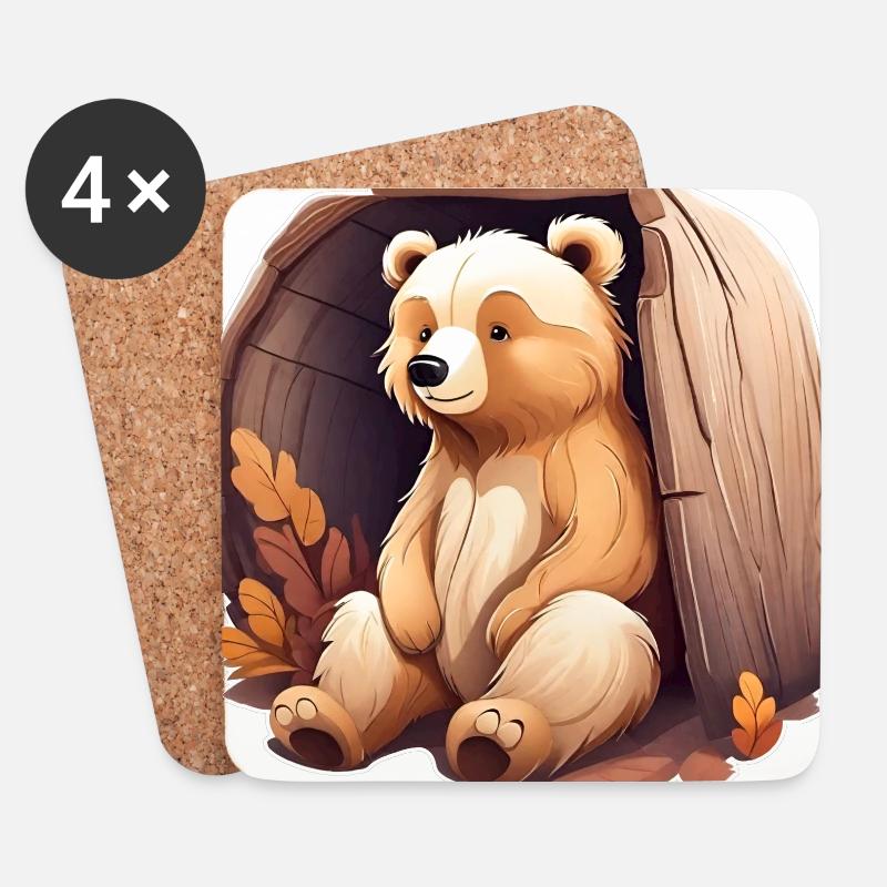 Niedlicher Bär - Untersetzer (4er-Set) - Weiß