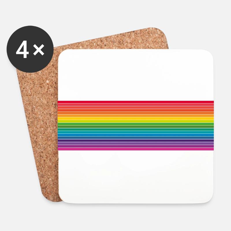 Helle Regenbogenstreifen Blend - Untersetzer (4er-Set) - Weiß