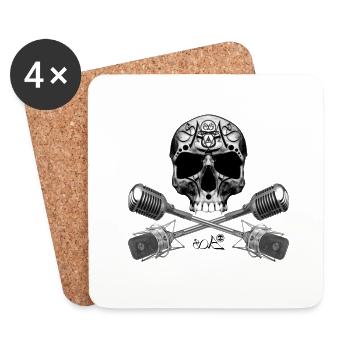 Skull micro W - Coasters (set of 4) - white - Front