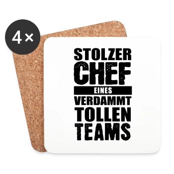 Stolzer Chef eines verdammt tollen Teams - Untersetzer (4er-Set) - Weiß - Vorne