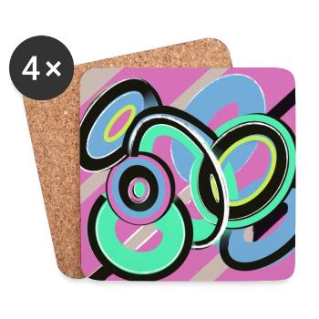 Cool Bonne humeur Rétro Pop Art Design Abstrait - Dessous de verre (lot de 4) - blanc - Devant