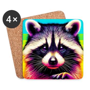Waschbär - Untersetzer (4er-Set) - Weiß - Vorne