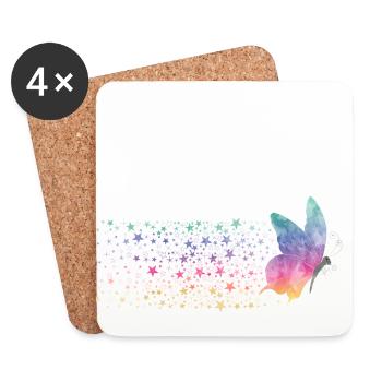 Butterfly - Rainbow Stardust - Coasters (set of 4) - white - Front