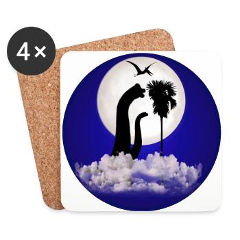 Dinosaure la nuit - Dessous de verre (lot de 4) - blanc - Devant