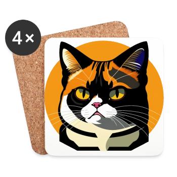 Chat - Dessous de verre (lot de 4) - blanc - Devant