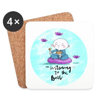 Bouddha avec bol chantant - Dessous de verre (lot de 4) - blanc - Devant
