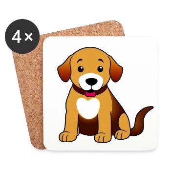 Hund Braun sitzend - Untersetzer (4er-Set) - Weiß - Vorne