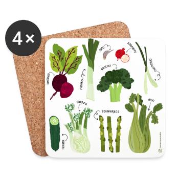 Des légumes adorables - Dessous de verre (lot de 4) - blanc - Devant