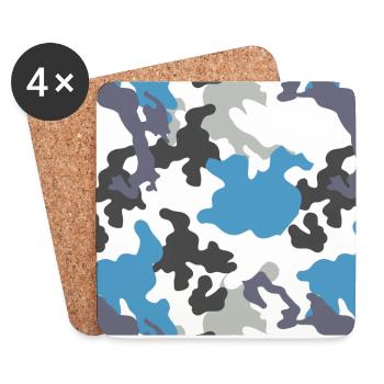 Camouflage Blau Muster - Untersetzer (4er-Set) - Weiß - Vorne