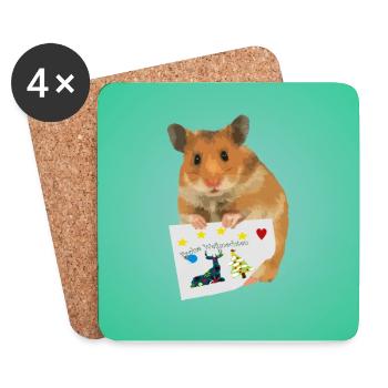 Hamster Weihnachten via Weihnachtsgrüsse - Untersetzer (4er-Set) - Weiß - Vorne