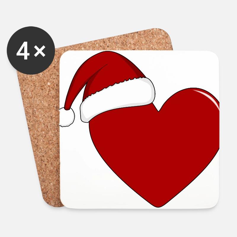 Weihnachten Herz - Untersetzer (4er-Set) - Weiß
