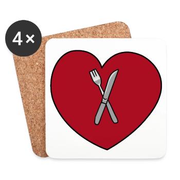 Cuisiner un cœur pour la nourriture Restaurant Cuisine gastronomique - Dessous de verre (lot de 4) - blanc - Devant