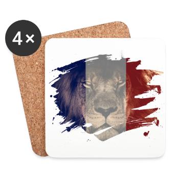 France Flag & African Lion Picture - Coasters (set of 4) - white - Front