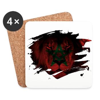 Morocco Lion Flag Paint Splatter - Coasters (set of 4) - white - Front