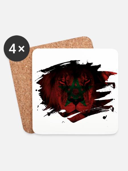 Marokko Lion Flag Paint Splatter - Untersetzer (4er-Set) - Weiß