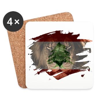 Éclaboussures de peinture drapeau du lion du Liban - Dessous de verre (lot de 4) - blanc - Devant