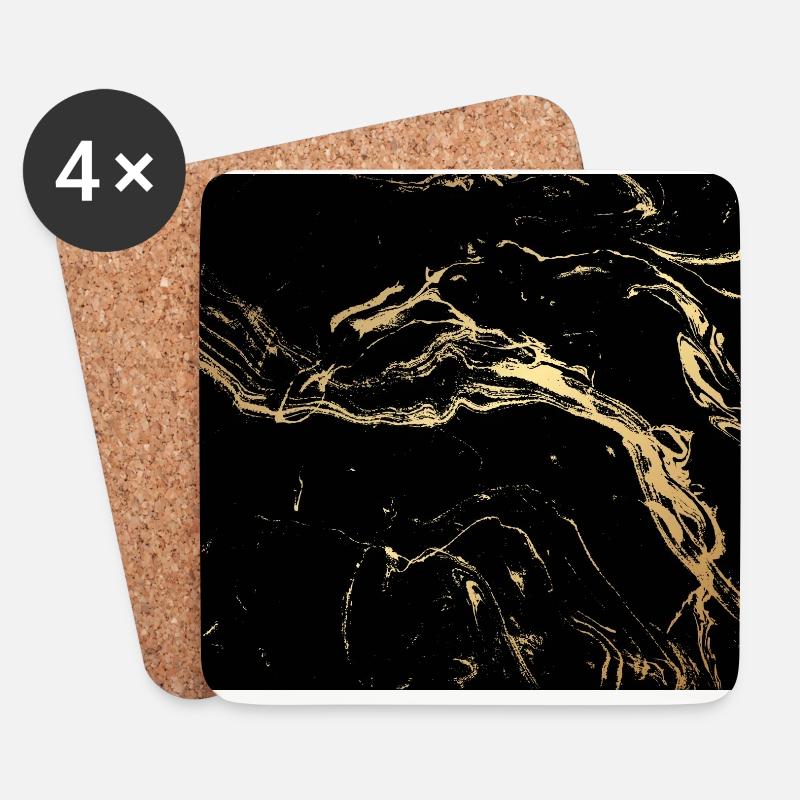 Gold Marmor Schwarz Textur - Untersetzer (4er-Set) - Weiß