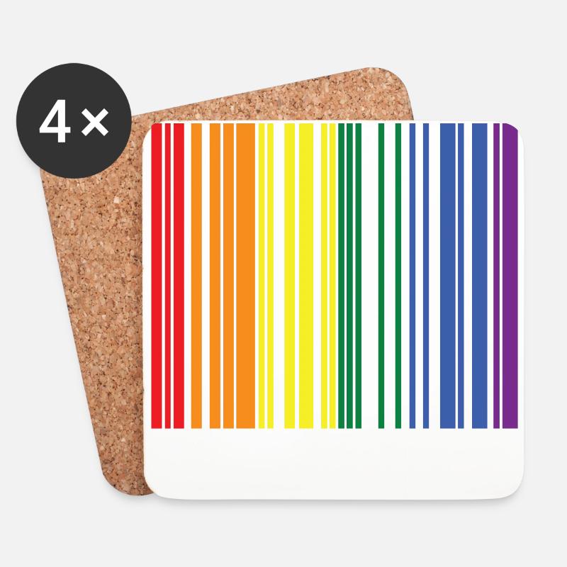LGBTQ Barcode - Untersetzer (4er-Set) - Weiß