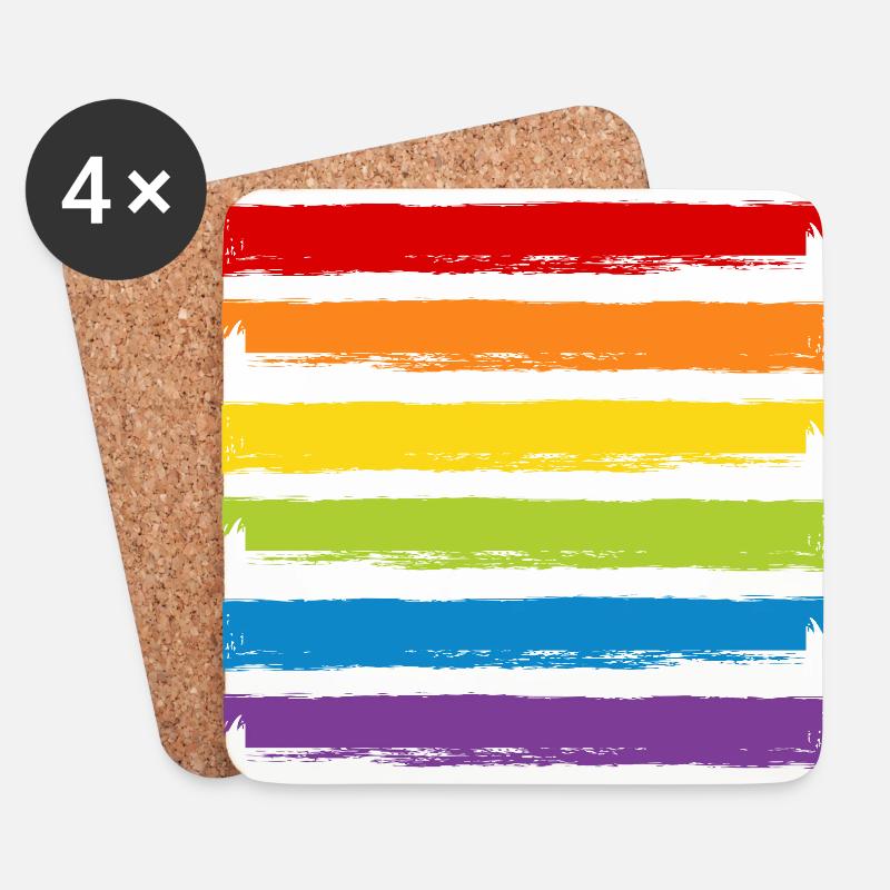 Regenbogen Farben LGBT LGBTQ Gay Pride CSD Symbol - Untersetzer (4er-Set) - Weiß