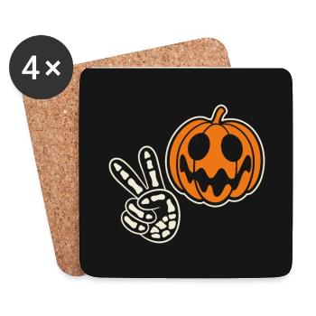 Halloween Pumpkin Skeleton Peace Halloween - Coasters (set of 4) - white - Front