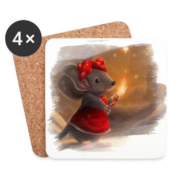 Maus Weihnachtsgeschenk - Untersetzer (4er-Set) - Weiß - Vorne