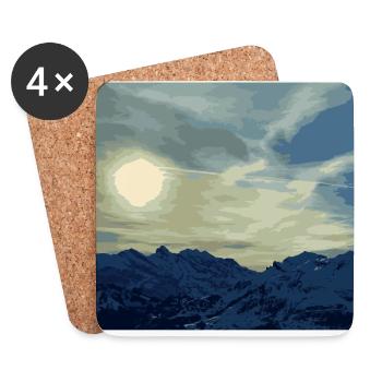 Swiss Mountains - Grindelwald - Coasters (set of 4) - white - Front