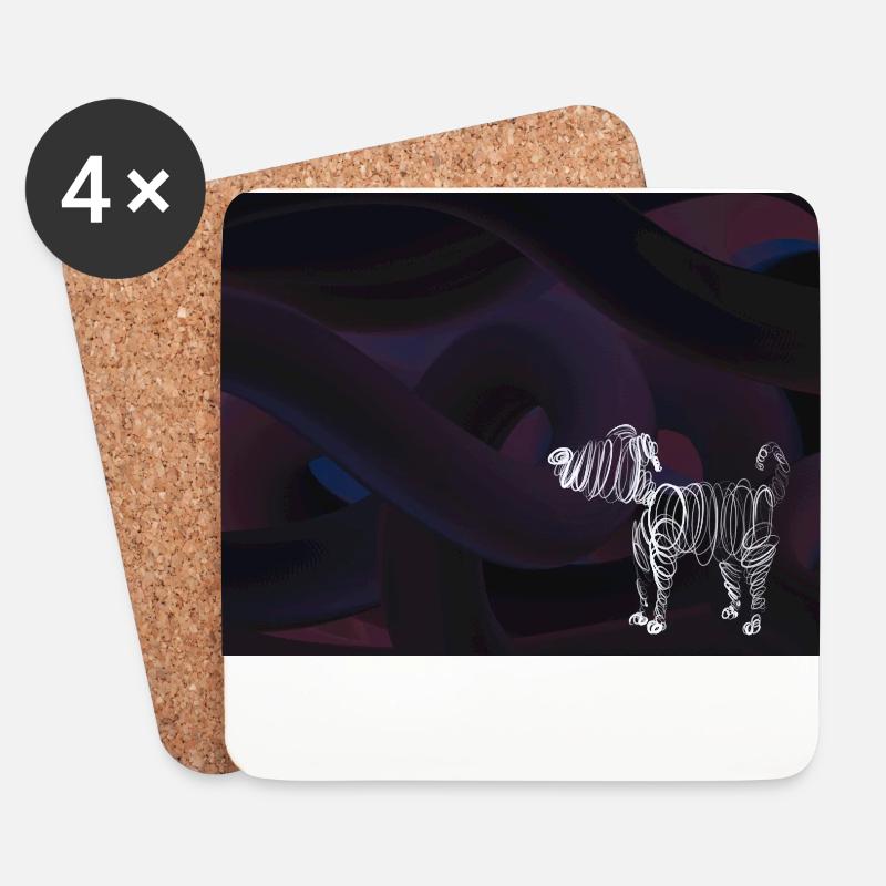 Der abstrakte Hund - Untersetzer (4er-Set) - Weiß