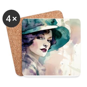 1920s Vogue Fashion Girl - Coasters (set of 4) - white - Front