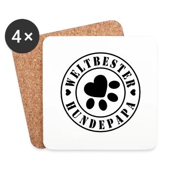 Weltbester Hundepapa - Untersetzer (4er-Set) - Weiß - Vorne