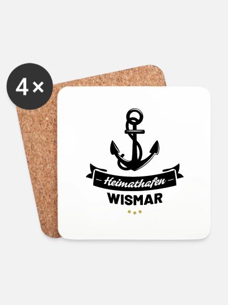 Heimathafen Wismar - Untersetzer (4er-Set) - Weiß