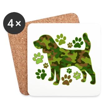 Beagle chien de chasse camouflage - Dessous de verre (lot de 4) - blanc - Devant