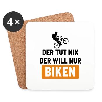 Der tut nix, der will nur Biken! - Untersetzer (4er-Set) - Weiß - Vorne
